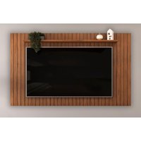 Painel Quarto p/ TV até 65 Pol Lume Ripado c/ Prateleira 175x108cm Freijo - DJ Móveis