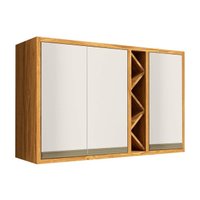 Armário Aéreo Cozinha Modulado Tempranillo c/ 3 Portas 120cm Amendoa/Off White - Ronipa
