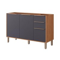 Gabinete de Cozinha Modulado Balcão Esplêndida c/ 3 Portas e 2 Gavetas s/Tampo 120cm Freijo/Titanium - MGM