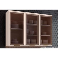 Módulo Cozinha Henn Connect Armário c/ 3 Portas c/ Vidro 120cm Off White-Henn