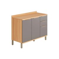 Gabinete de Cozinha Modulado Balcão c/ Tampo Sauvignon c/ 2 Portas e 3 Gavetas 120cm Amendoa/Grafite - Ronipa