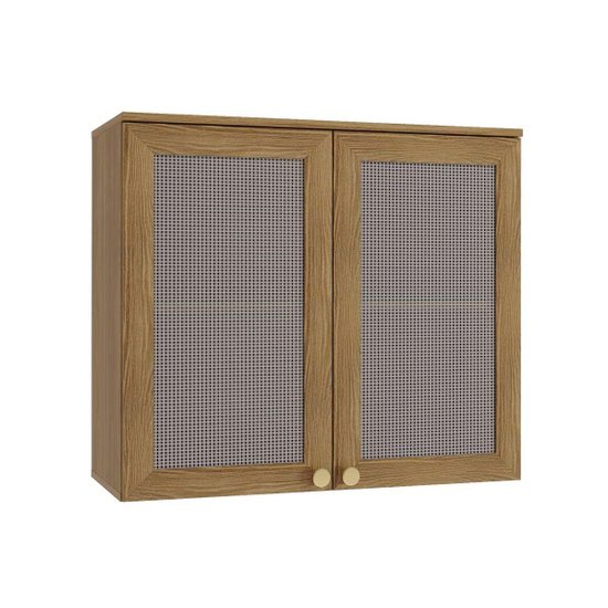 Armário Aéreo Cozinha Modulado Botanic M633 c/ 2 Portas c/ Tela 80cm Nogueira - Kappesberg