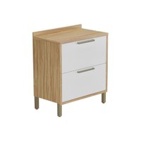 Gabinete de Cozinha Modulado Balcão Syrah 1 Porta e 1 Gaveta c/ Tampo 80cm Amendoa/Off White - Ronipa