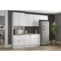 Cozinha Completa Americana 5 Peças (2Aéreo+1Balcão+1Paneleiro+1Complemento) C5P12 Branco - Henn