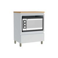 Balcão Cozinha p/ Cooktop c/ Tampo Rainha c/ 1 Porta e 1 Nicho Forno 70 cm Branca/Nature - Nesher