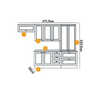 Kit de Cozinha Completa 5 Peças Americana (2 Armários + 1 Balcão + 1 Paneleiro + 1 Complemento) C5P16 Branco - Henn