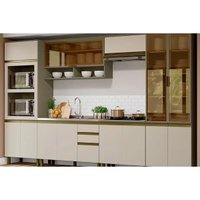 Cozinha Completa Connect 7 Peças (2Aéreos+2Balcões+2Paneleiros+1Complemento) s/Pia C7P06 Duna/Cristal - Henn