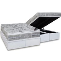 Cama Box Baú King: Colchão Molas Ensacadas Castor Super Luxo Látex SLX + Base CRC Suede Gray(193x203)