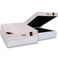 Cama Box Baú Casal: Colchão Molas Ensacadas Castor Kingdom Aloe Vera + Base CRC Courano White(138x188)