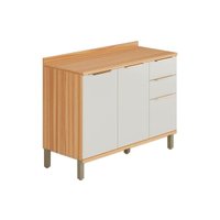 Gabinete de Cozinha Modulado Balcão Sauvignon 2 Portas e 3 Gavetas p/ Pia c/ Tampo 120cm Amendoa/Off White - Ronipa