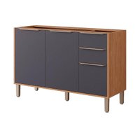 Gabinete de Cozinha Modulado Balcão Divina c/ 3 Portas e 2 Gavetas s/Tampo 120cm Freijo/Titanium - MGM