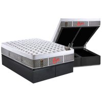Cama Box Baú King: Colchão Molas Ensacadas Castor Light Stress Oxygen New Plush + Base CRC Suede Gray(193x203)
