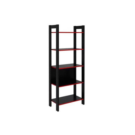 Estante Livreiro Casal ME4166 c/ 5 Prateleiras Preto/Vermelho - Tecno Mobili