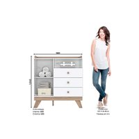 Quarto Infantil Completo Confete 3 Peças (1 Guarda Roupa + 1 Berço + 1 Cômoda) QI57 Branco/Jequitiba - Henn