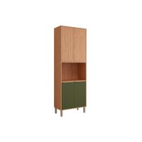 Torre Quente de Cozinha Paneleiro Divina c/ 4 Portas e 1 Nicho p/ Forno 70 cm Freijo/Verde - MGM