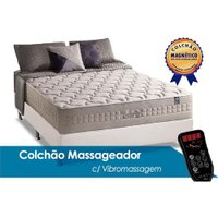 Cama Box Casal: Colchão Molas Ensacadas Anjos Commodite Magnético c/ Vibro Massagem + Base CRC Courano White(138x188)