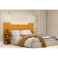 Painel Cama Box Madeirado Solteiro Isabela c/ 6 Prateleiras Nature/Off White - ACP