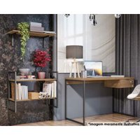 Escritório Completo Industrial 4 Peças (1 Escrivaninha + 1 Estante + 2 Complementos) Freijó - Kappesberg