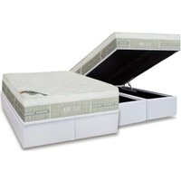 Cama Box Baú King: Colchão Molas Ensacadas Castor Summer Winter + Base CRC Courano White(193x203)