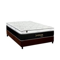 Cama Box Casal: Colchão Molas Ensacadas Luckspuma Lucksfaction Viscoelástico + Base CRC Suede Brown(138x188)