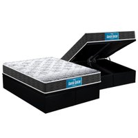 Cama Box Baú Queen: Colchão Anatômico Probel D28 Guarda Costas PróMiddle + Base CRC Suede Black (158x198)