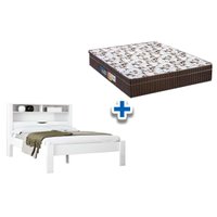 Colchão Casal Anatômico Orthoface Polar (1un) + Cama Invicta c/ Baú Branco