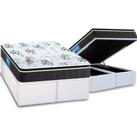 Cama Box Baú Solteiro: Colchão Anatômico Probel D40 Guarda Costas Premium Hiper Firme + Base CRC Courano White (88x188)