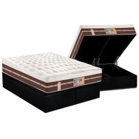 Cama Box Baú King: Colchão Molas Ensacadas Castor Silver Star Air Híbrido + Base CRC Courano Black(193x203)