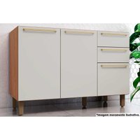 Módulos de Cozinha Henn Requinte Balcão Requinte c/ 3 Portas e 2 Gavetas s/Tampo 120cm Nature/Areia-Henn