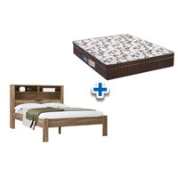 Colchão Casal Anatômico Orthoface Polar (1un) + Cama Invicta c/ Baú Atacama-Jatobá