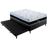 Cama Box c/ Auxiliar Casal: Colchão Polar Ensacadas Diamond 28 + Base CRC Rústico Black (138x188)