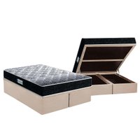 Cama Box Baú Queen: Colchão Anatômico Probel D33 Firmepedic ProDormir Advanced Tech1500 + Base CRC Suede Clean (158x198)