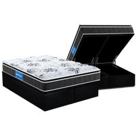 Conjunto Box Baú King: Colchão Espuma Probel D40 Guarda Costas Premium Hiper Firme + Base CRC Suede Black (193x203)