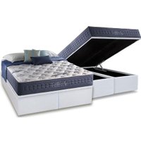 Cama Box Baú King: Colchão Molas Ensacadas Anjos Bluse Sea + Base CRC Courano White(193x203)