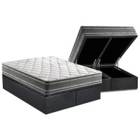 Cama Box Baú King: Colchão Ortopédico Anjos D33 / EP Supremo Track Double Face + Base CRC Suede Gray(193x203)