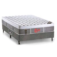 Cama Box Casal: Colchão Molas Ensacadas Castor Light Stress Oxygen New Plush + Base SL Gold Star Suede Gray(138x188)