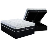 Conjunto Box Baú Queen: Colchão Molas Polar Superlastic Diamond + Base CRC Suede Black (158x198)