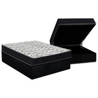 Conjunto Box Baú Casal: Colchão Espuma Ortobom D45 Airtech 150 + Base CRC Courano Black (138x188)