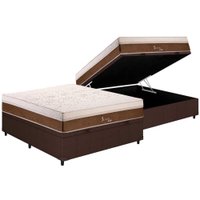 Conjunto Box Baú Casal: Colchão Molas Polar Ensacadas Jasmim + Base CRC Courano Brown (138x188)