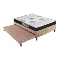 Cama Box c/Auxiliar Casal: Colchão Espuma Polar D28/EP Orthoface + Base CRC Rústico Bege(138x188)