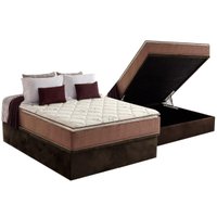 Cama Box Baú Casal: Colchão Ortopédico Anjos D28 / AG65 Star Pillow Top + Base CRC Suede Brown(138x188)