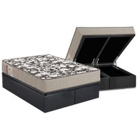 Conjunto Box Baú Queen: Colchão Espuma Ortobom D26 Physical Ultra Resistente + Base CRC Suede Gray(158x198)