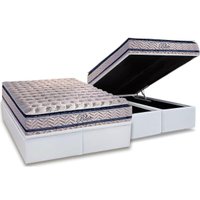 Conjunto Box Baú King: Colchão Molas Paropas Ensacadas Blue + Base CRC Courano White (193x203)