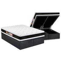 Conjunto Box Baú King: Colchão Espuma Castor D45 Black e White Air Double Face + Base CRC Suede Gray(193x203)