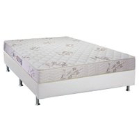 Conjunto Box Casal: Colchão Espuma Luckspuma D33 Supreme Floral + Base CRC Courano White(138x188)