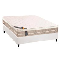 Cama Box Casal: Colchão Molas Castor Tecnopedic Premium + Base CRC Suede White(138x188)