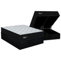 Conjunto Box Baú King: Colchão Molas Orthoflex Ensacadas Tricot + Base CRC Suede Black (193x203)