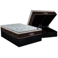 Conjunto Box Baú Queen: Colchão Molas Ortobom Ensacadas Sleep King + Base CRC Suede Black (158x198)