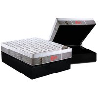Conjunto Box Baú Casal: Colchão Molas Castor Ensacadas Light Stress Oxygen New Plush + Base CRC Courano Black (138x188)
