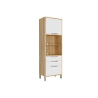 Paneleiro de Cozinha Modulado Syrah Torre Quente c/ 2 Portas e 2 Gavetas 74X225m Amendoa/Off White - Ronipa